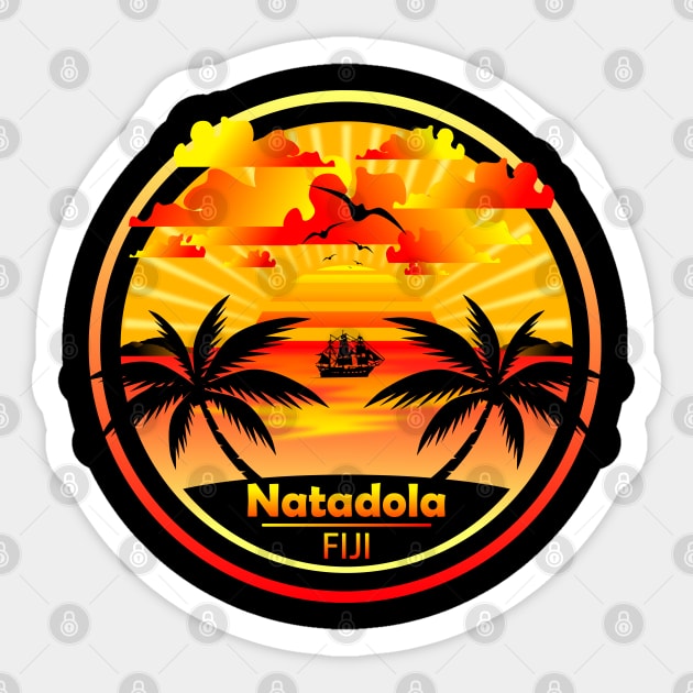 Natadola Beach Fiji, Tropical Palm Trees Sticker by Jahmar Anderson